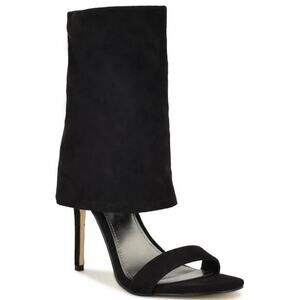Nine West Women's Macken 2 Heels Faux Suede Open Toe Shoes Black‎ Size 8M